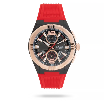 ساعت مچی مردانه لاکسمی بند سیلیکون دو رنگ مشکی رزگلد کد Laxmi 8900/3