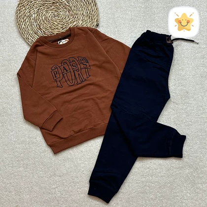 بلوز شلوار پسرانه جنس دورس با کیفیت مدل PASS مناسب 4 تا 8 سال