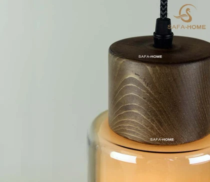 چراغ آویز چوبی طرح هاله