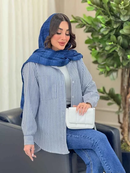 شومیز راه راه تک جیب