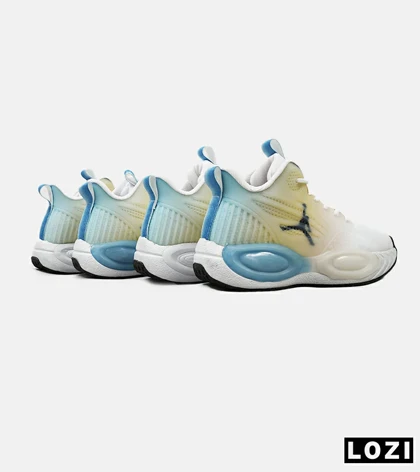 کتانی نیم ساق مردانه سفید لیمویی آبی Nike air jordan 23