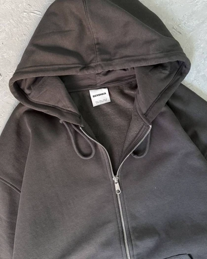 سویشرت دو زیپ ذغالی برند bershka🐈⬛