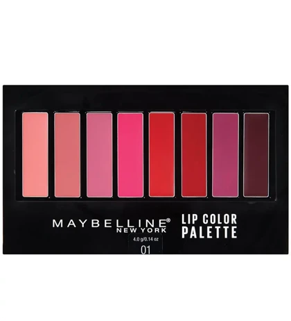 پالت رژ لب مات و براق 8 رنگ Maybelline مدل Lip Color Palette 01
