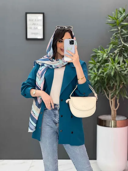 مانتو لینن شش دکمه آستین پیله