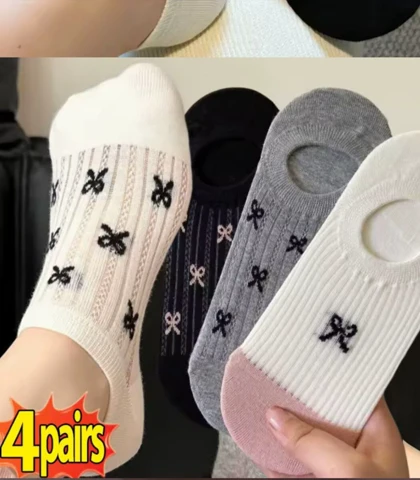 جوراب قوزکی توری پاپیون کد R-1637