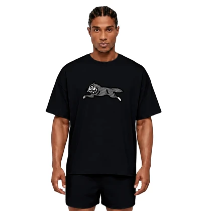 تیشرت نخی مردانه زنانه اورسایز 1991 مدل Running Dog TS19105