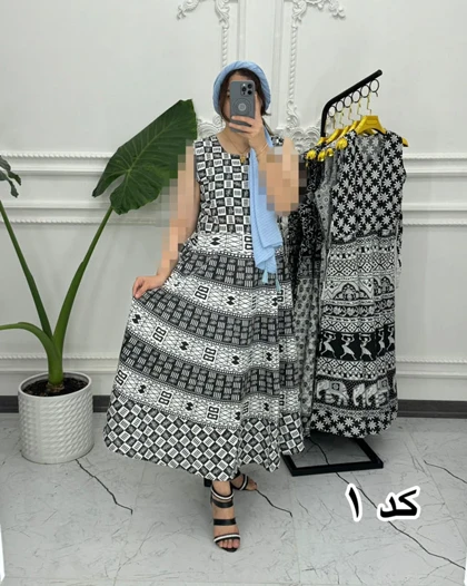 سارافون ساحلی لنگی سفید مشکی 1378