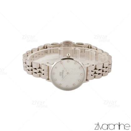 ساعت دنیل ولینگتون زنانه سیلور صفحه سفید ایندکس نگین‌دار 105449