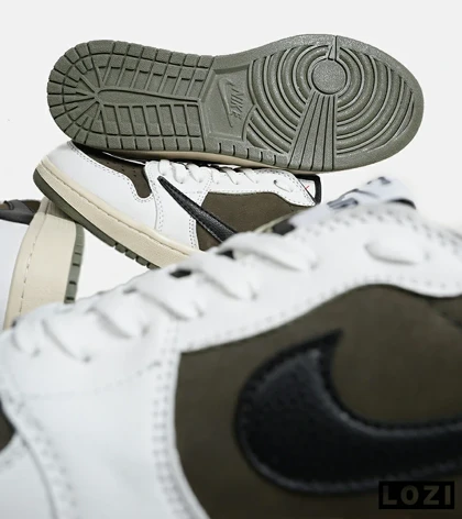 کفش کتانی مردانه سفید زیتونی مشکی NIKE travis scott