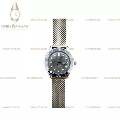 ساعت مچی امگا جیمز باند 007 حصیری صفحه طوسی Omega Seamaster