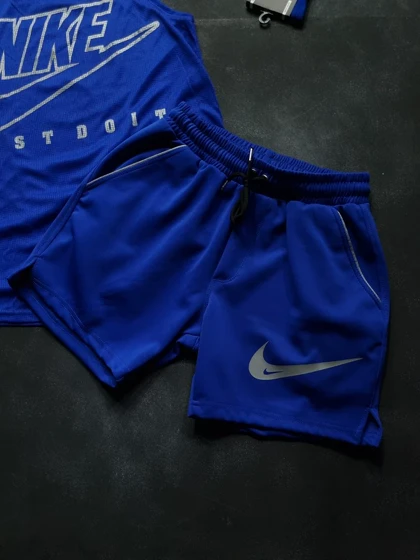 ست رکابی و شلوارک نایکی با تم آبی + جوراب