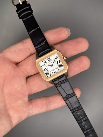 ساعت مچی کارتیه سانتوس دومونت قاب رزگلد صفحه سفید Cartier Santos Dumont