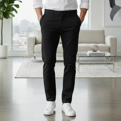 شلوار مردانه بنگال کش دم پا ساده مدل Behnam-مشکی