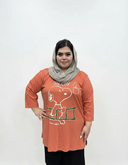 تونیک و تیشرت سایز بزرگ زنانه نخی طرح اسنوپی