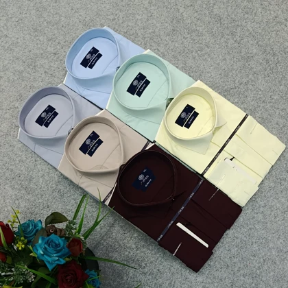 پیراهن ساده تک‌رنگ پارچه دوشین مردانه قواره کلاسیک _ استین بلند