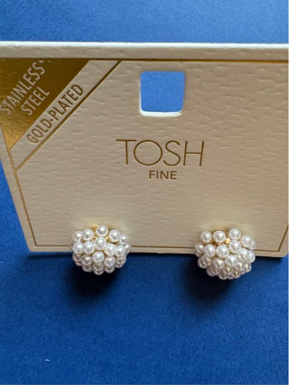 گوشواره میخی مرواریدی با آبکاری طلا برند TOSH FINE