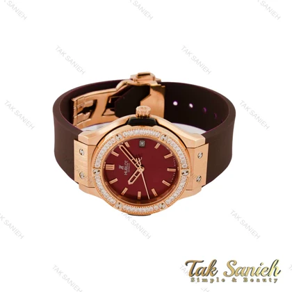 ساعت هابلوت زنانه دورنگین قاب رزگلد زرشکی Hublot-5456-L