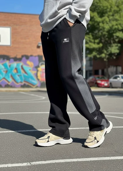 شلوار بنگال مردانه نوار پهن پایین دکمه مدل Mehrad-مشکی