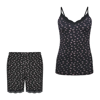 ست تاپ و شورتک جانا مشکی سیلکا