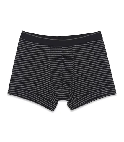 شورت نخی پادار کش پهن طرح راه راه نیکوتن پوش کد 3545 خاکستری مشکی - بسته 2 عددی
