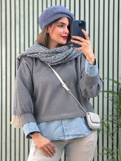 مانتو ترکیبی فوتر و جین
