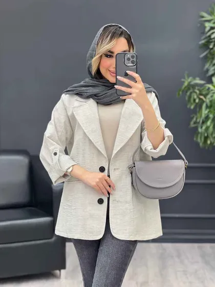 مانتو کتی دو دکمه جیب نما