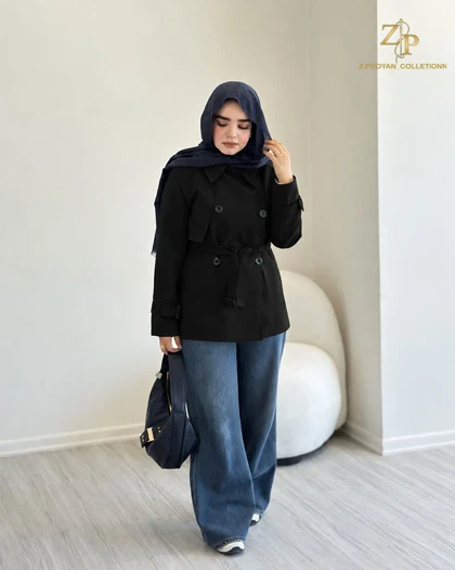 ترنچ کت زنانه کتان فرین