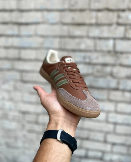 کتانی ادیداس سامبا OG قهوه‌ای روشن و تیره مسترکوالیتی