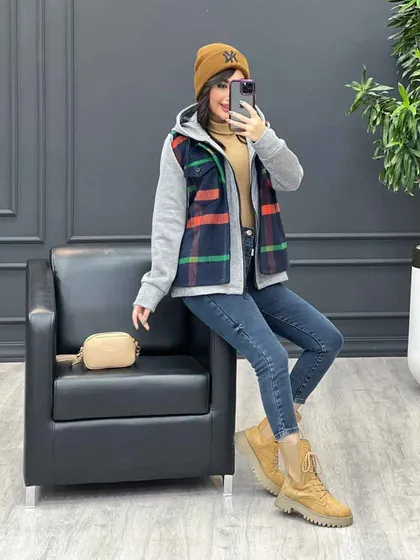 شکت چهارخونه ترکیبی دو جیب پاکتی