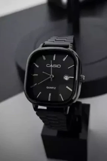 ساعت مردانه کاسیو اولدمانی مدل صفحه مربع تمام مشکی