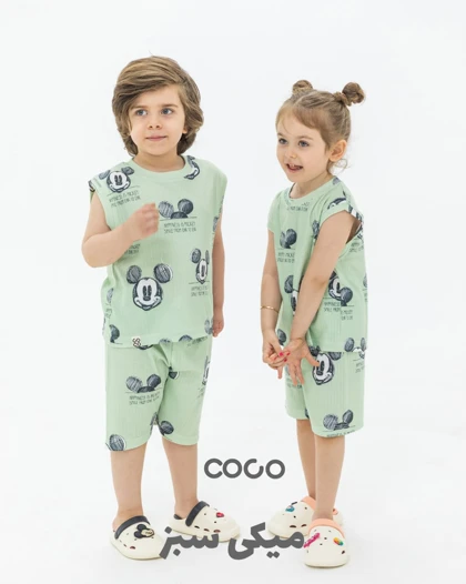 ست راحتی تاپ و شلوارک مادر تا فرزند COCO دخترانه و پسرانه s00896