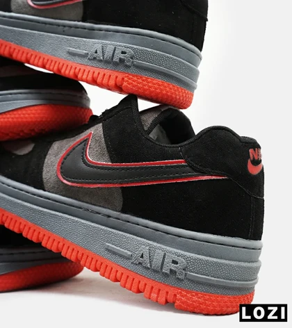 کفش کتانی مردانه و زنانه طوسی مشکی قرمز نایک NIKE AIR FORCE مدل 4192