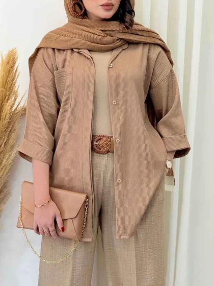 مانتو تک جیب پشت دکمه شرمین
