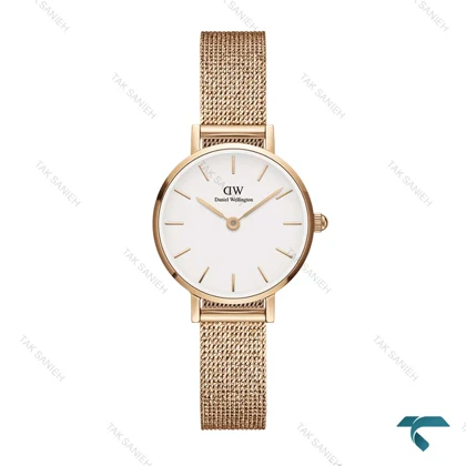 ساعت مچی زنانه DW مینی گرد رزگلد حصیری DW-6650-L