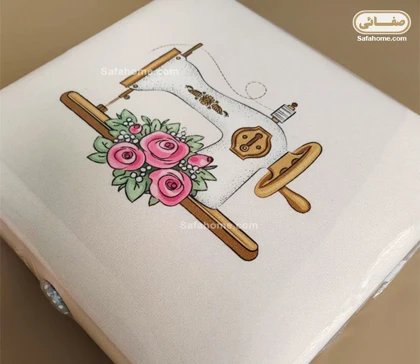 جعبه و وسایل خیاطی طرح چرخ خیاطی