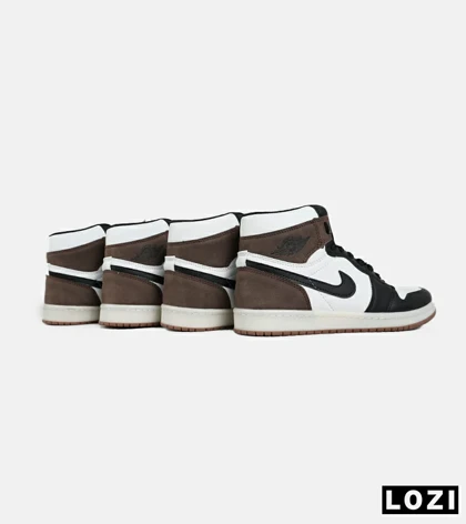 کفش کتانی مردانه و زنانه ساق‌دار مشکی سفید قهوه ای NIKE jordan 1