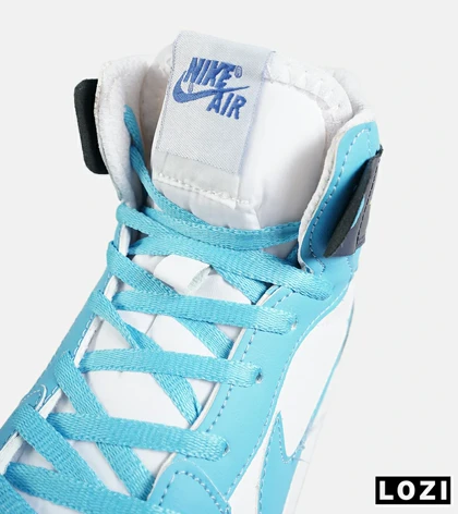 کفش کتانی ساق‌دار مردانه و زنانه سفید آبی NIKE jordan 1 مدل 7683