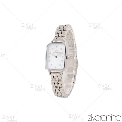 ساعت دنیل ولینگتون کوادرو زنانه سیلور صفحه صدفی ایندکس نگین‌دار 105603