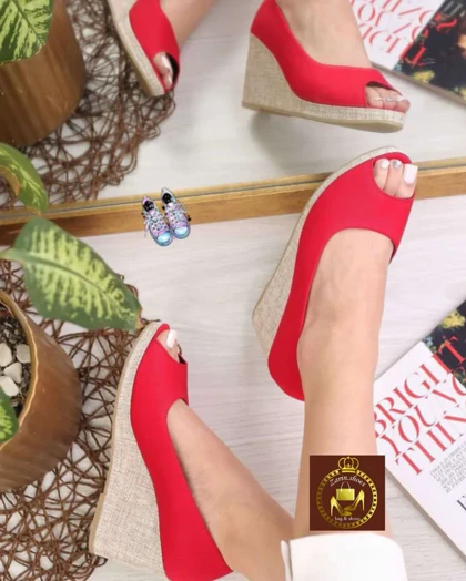 صندل لژدار حصیری زنانه جلو باز