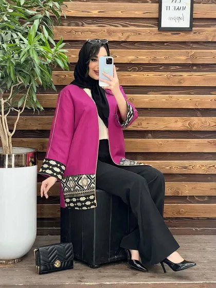 مانتو ژاکارد پولک دوزی