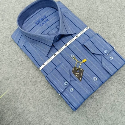 پیراهن استین بلند مردانه _ طرح راه راه قواره کلاسیک