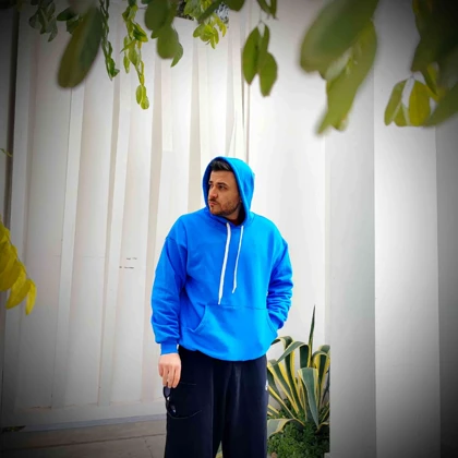 هودی آبی سه‌نخ پنبه‌ای — گرم، خوش‌فرم و مناسب استایل روزمره کد 1131