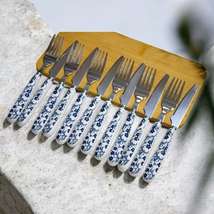 ست کارد و چنگال میوه خوری دنی هوم گل سرمه ای /A0299