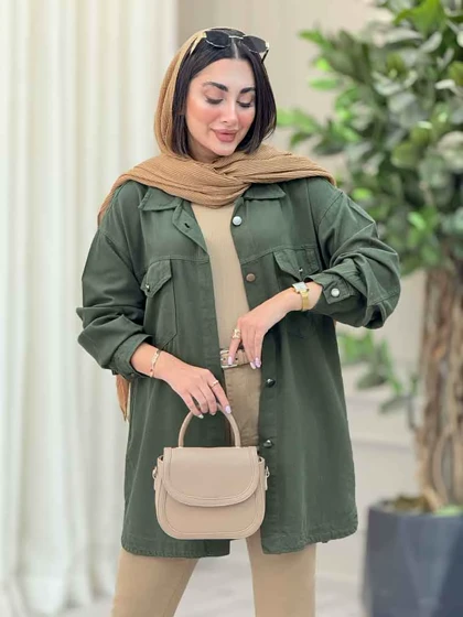 مانتو کتان دو جیب پاکتی شیلا
