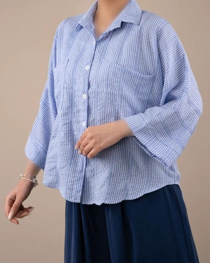شومیز باکسی راه راه آبان کد 29560