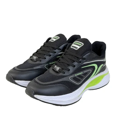 کتانی ورزشی مردانه مدل رانر رنگ مشکی فسفری کد 5521