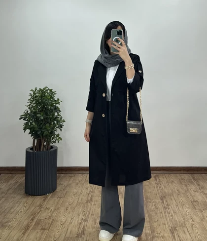 مانتو لینن بلند سحر مشکی