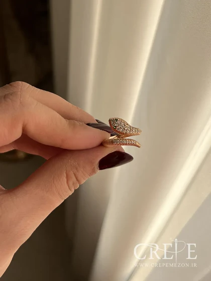 انگشتر مار نگینی ژوپینگ طلایی