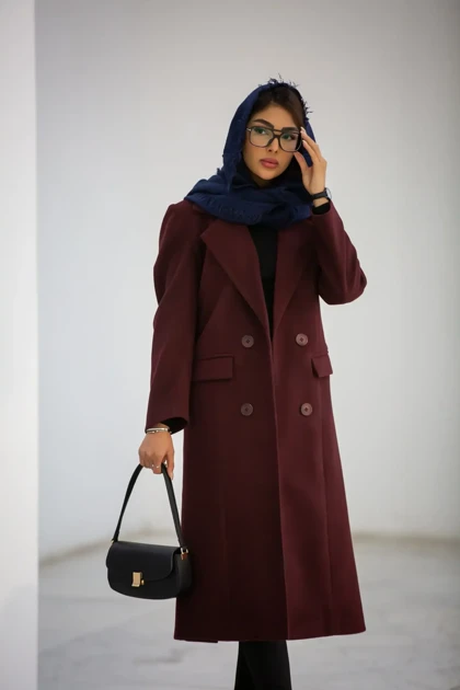 پالتو فوتر زنانه بلند یقه انگلیسی 4 دکمه