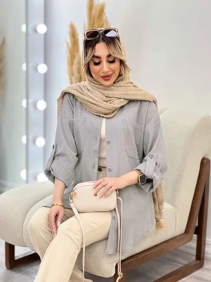 شومیز کراش آستین بند دار